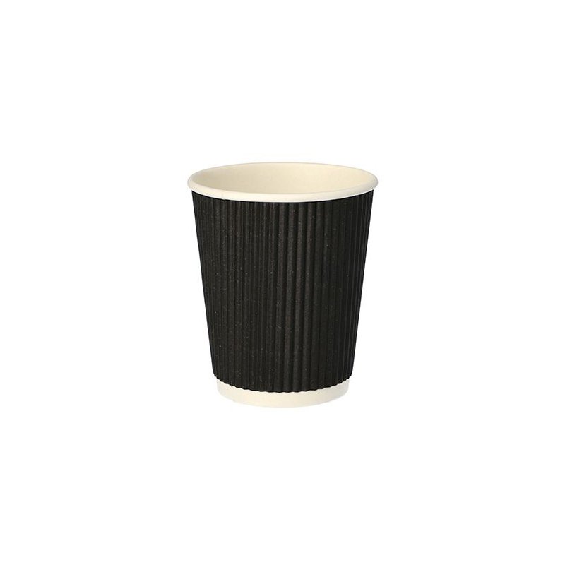 STARPAK cardboard drinking cups, ribbed, black, 0.2 l, 25 pieces