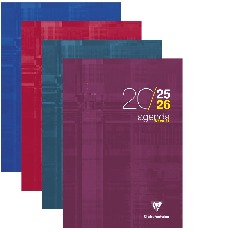 Clairefontaine diary WHEN 21 2026/2027, A4, week across 2 pages, mixed colours