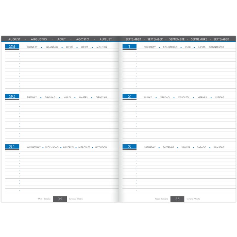 Clairefontaine diary WHEN 21 2026/2027, A4, week across 2 pages, mixed colours