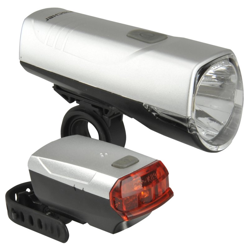 FISCHER ensemble éclairage vélo LED 20/10 lux, homologué StVZO, 8 piles