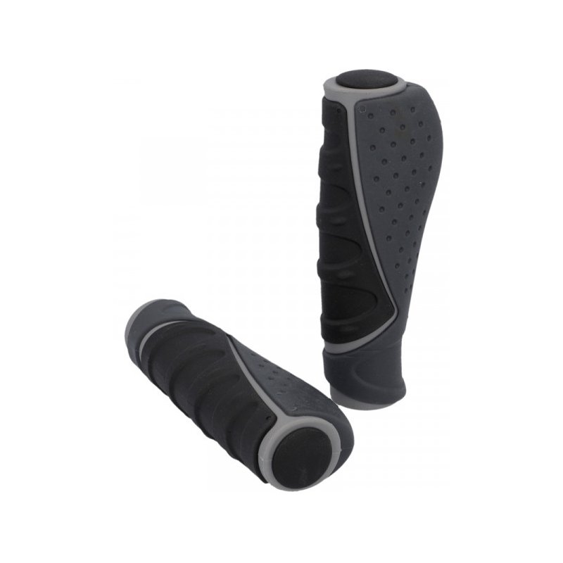 FISCHER bicycle handlebar grips Trio, grey/black, ergonomic, 2 pieces