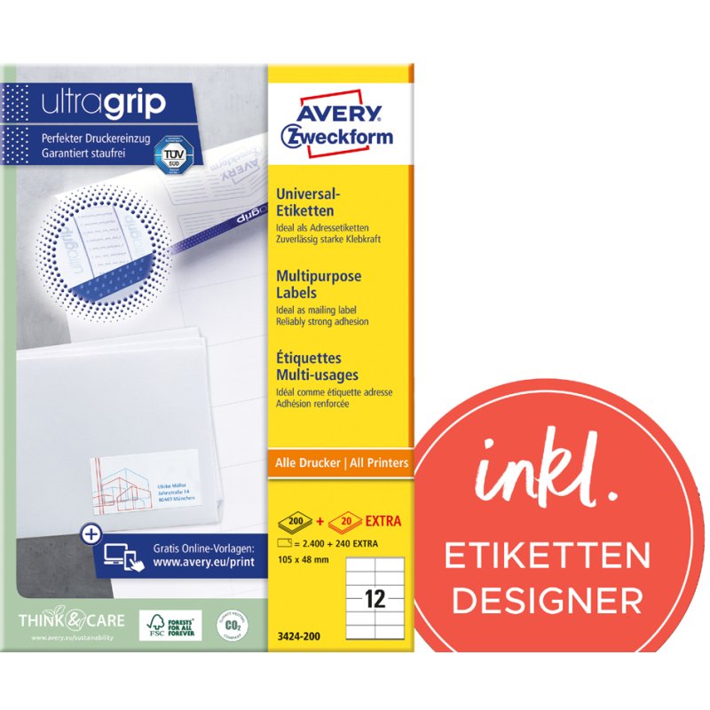 AVERY Zweckform étiquettes universelles, 70 × 36 mm, blanc, 5.280 pièces