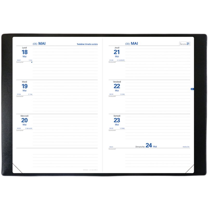 QUO VADIS agenda Texthebdo, 1 semaine/2 pages, 160×240 mm, noir