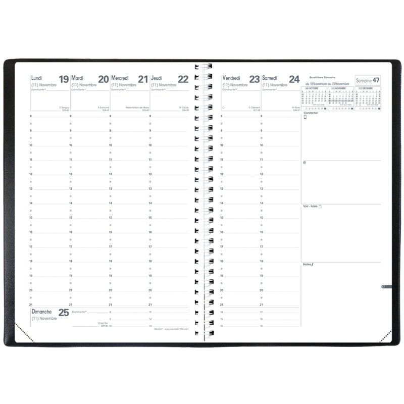 QUO VADIS agenda MINISTRE S, 160×240 mm, 1 semaine/2 pages, noir