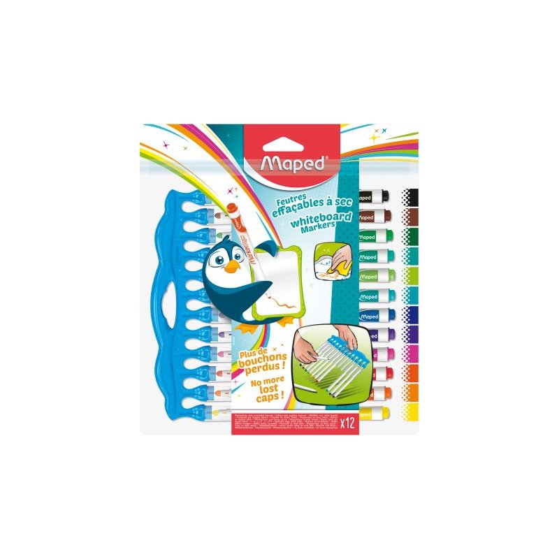 Maped marqueurs tableau blanc Marker'Peps Innovation, effaçable à sec, 1,5 mm, 12 pièces