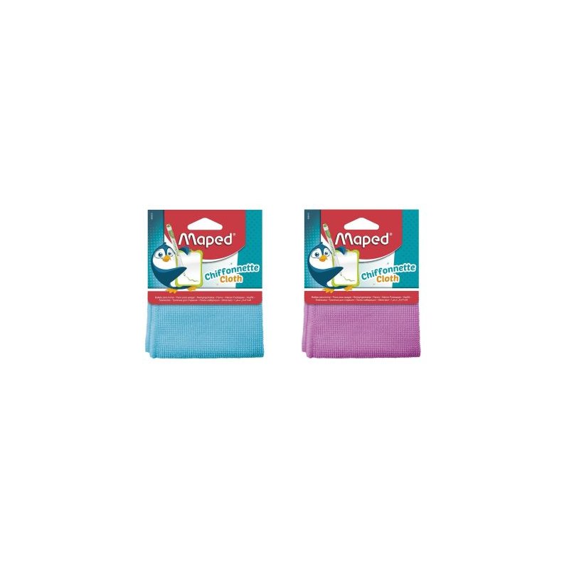 Maped chiffon microfibre pour tableau noir et tableau blanc, 200×200 mm, bleu et rose