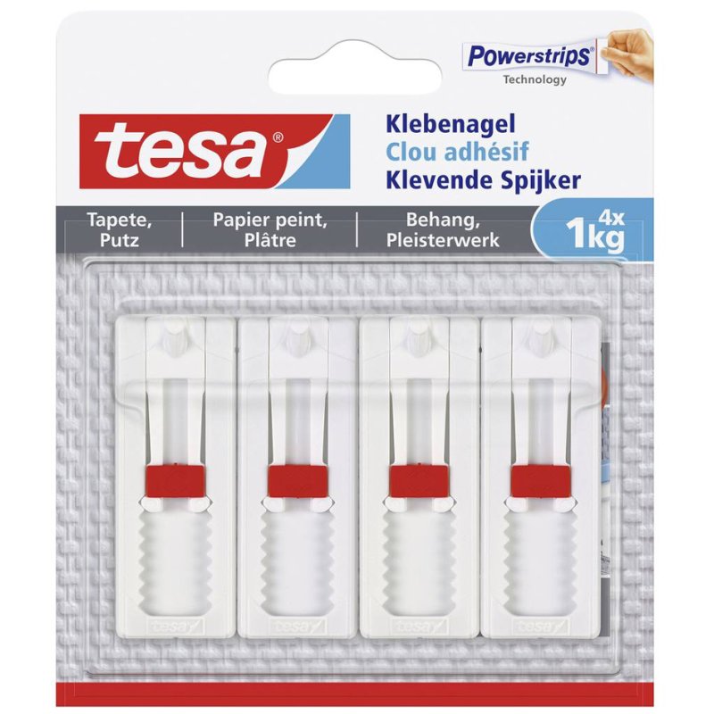 tesa Powerstrips crochets adhésifs, réutilisables, 1,0 kg, 4 pièces