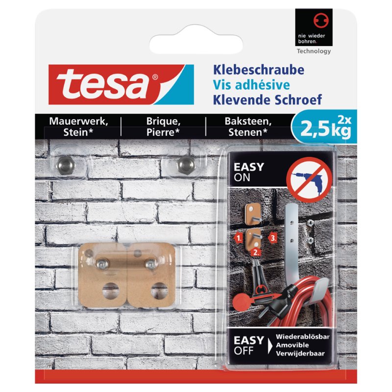 tesa kleefschroef voor metselwerk, rechthoekig, 10 kg, 2 stuks