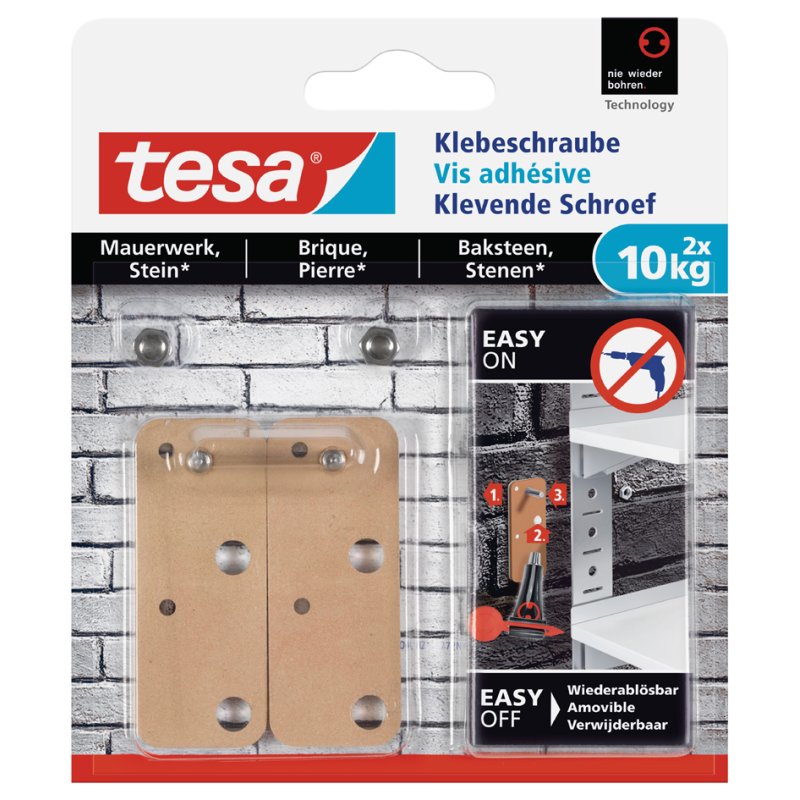 tesa kleefschroef voor metselwerk, rechthoekig, 10 kg, 2 stuks