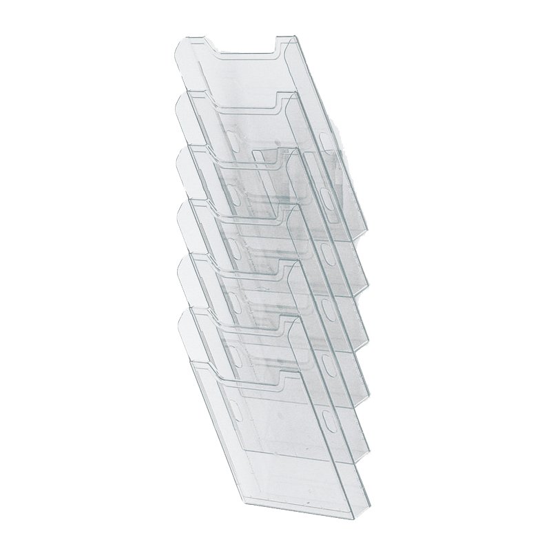 EXACOMPTA porte-brochures mural, A4 vertical, 6 compartiments, transparent