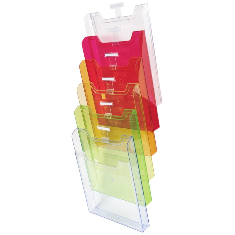 EXACOMPTA porte-brochures mural, A4 vertical, 6 compartiments, transparent