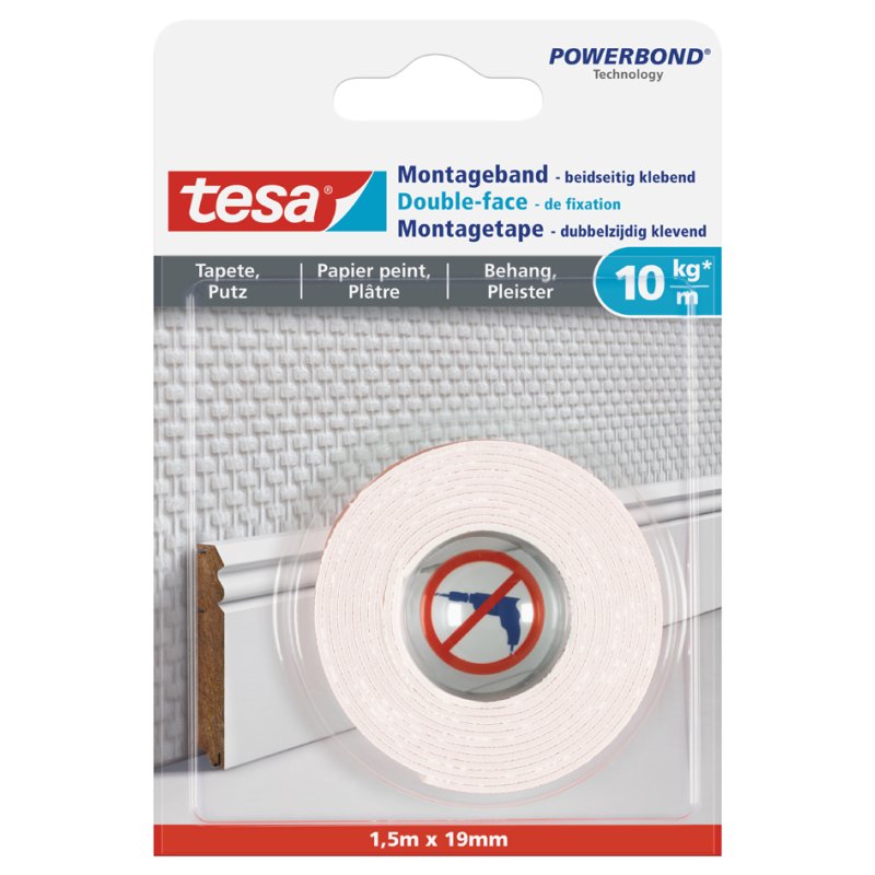 tesa Ruban de Montage, transparent, double face, extra fort