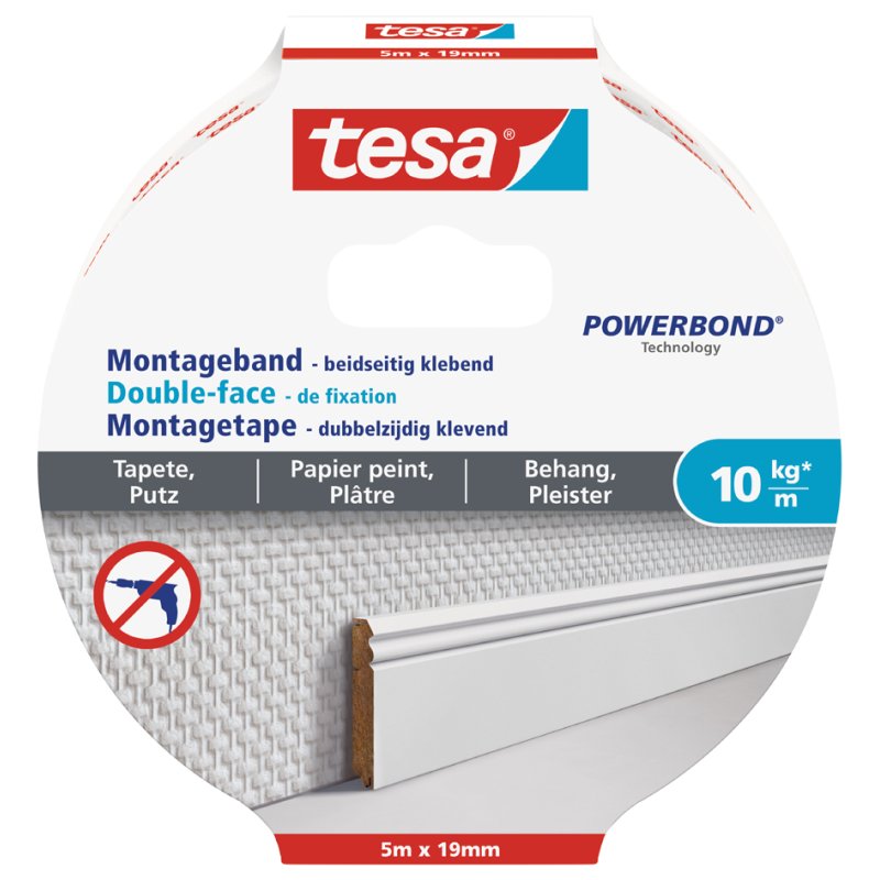 tesa Ruban de Montage, transparent, double face, extra fort