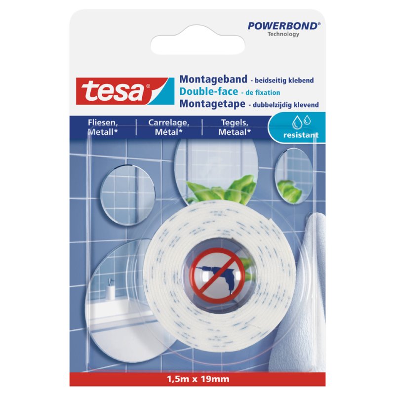 tesa Powerbond ruban de montage, double-face, 19 mm × 1,5 m