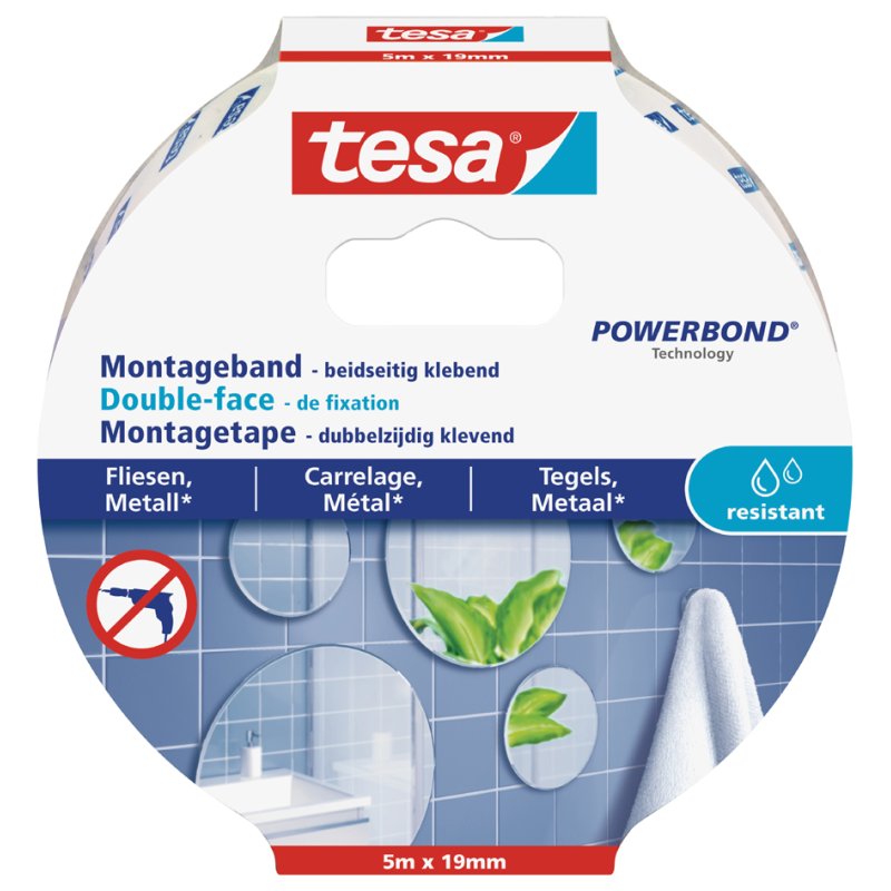 tesa Powerbond ruban de montage, double-face, 19 mm × 1,5 m