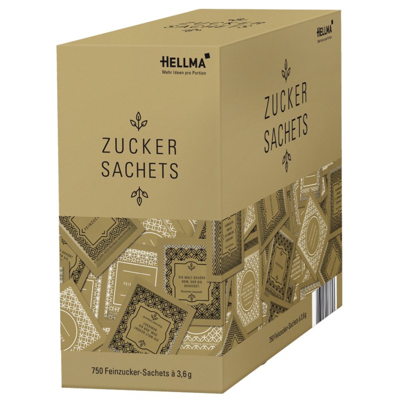 HELLMA GOLDLINE sugar sachets, gold design, 750 pieces à 3.6 g