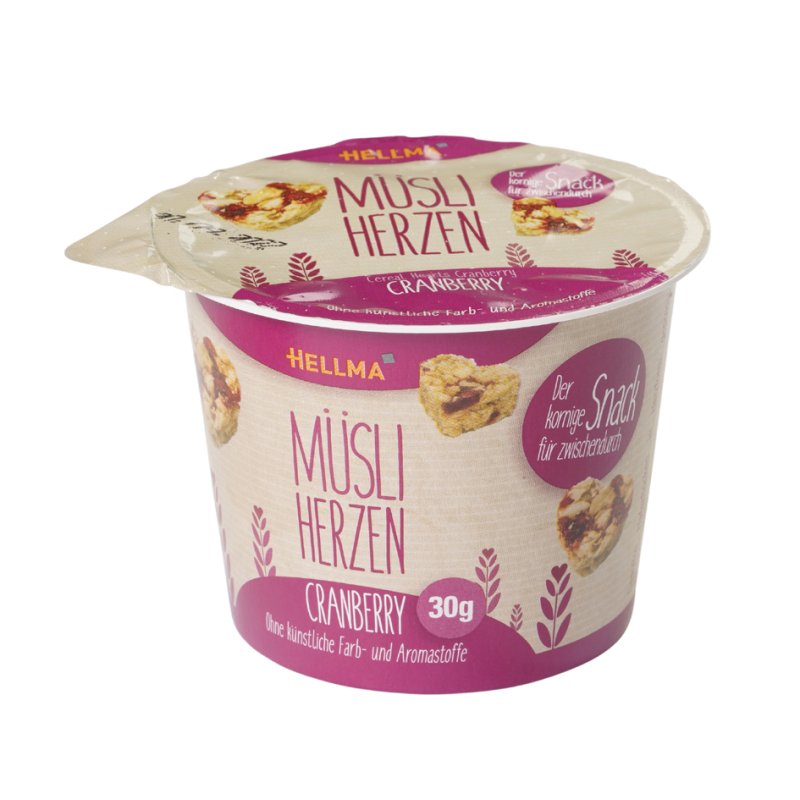 HELLMA petits gâteaux cœur, cranberry, avoine complète, 30 g