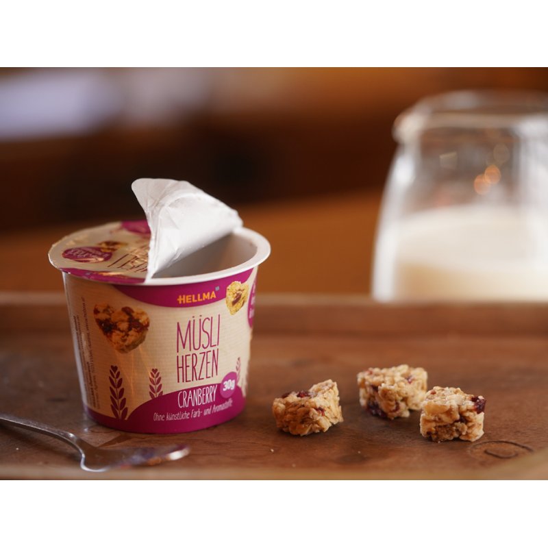 HELLMA petits gâteaux cœur, cranberry, avoine complète, 30 g