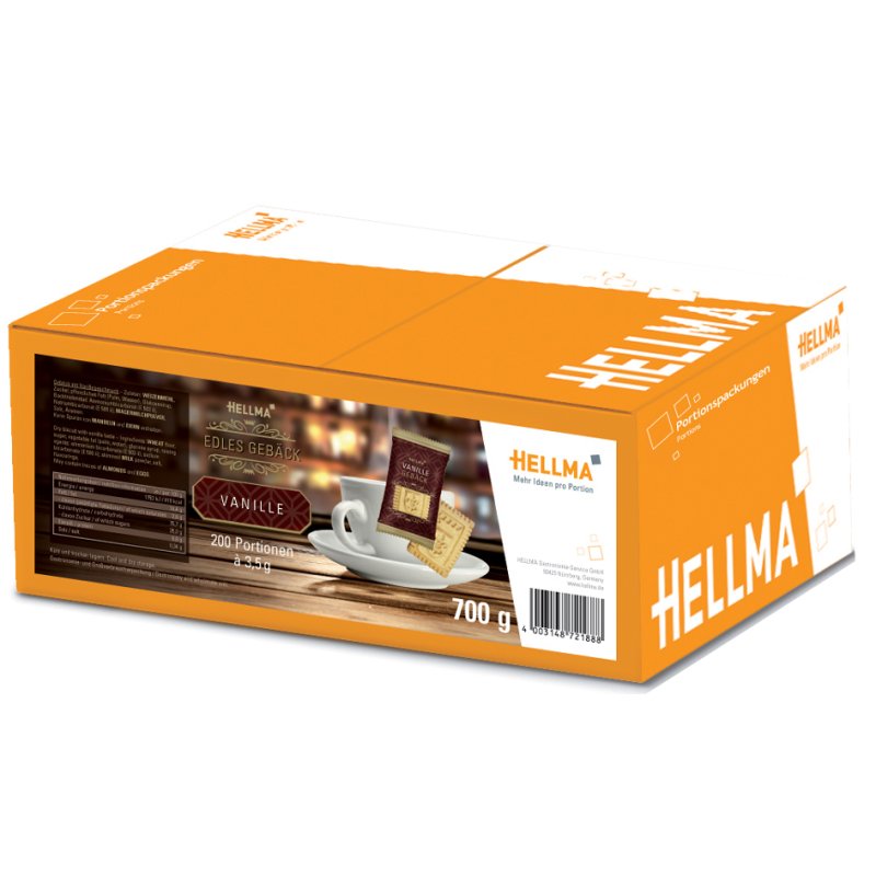 HELLMA biscuits vanille, individuellement emballés, 200 pièces, 3,5 g
