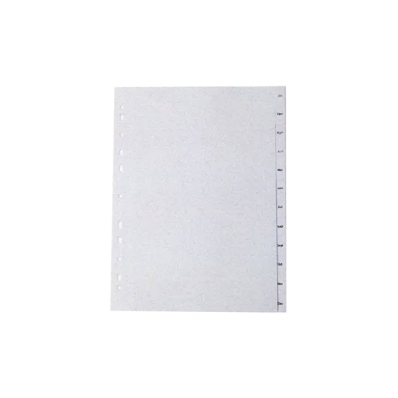 proOFFICE monthly index A4, grey, French, PP, 12-part