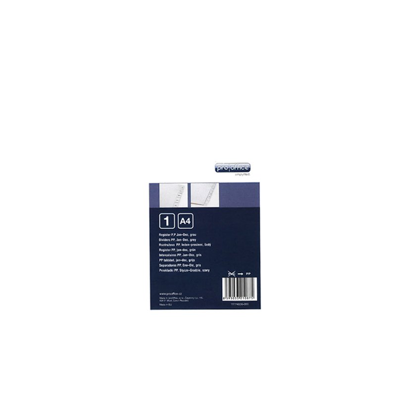 proOFFICE monthly index A4, grey, French, PP, 12-part