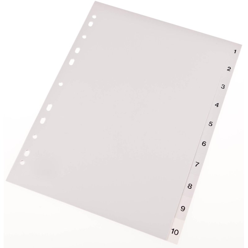 proOFFICE onglets plastique, chiffres, A4, gris