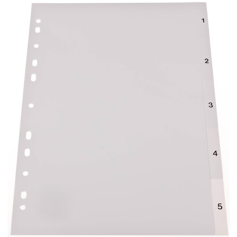 proOFFICE onglets plastique, chiffres, A4, gris