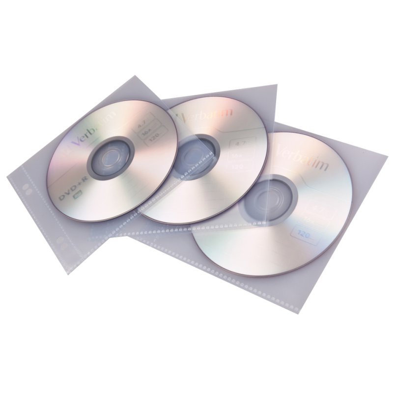 proOFFICE CD/DVD hoezen, transparant PP, 2-gaats perforatie, 10 stuks