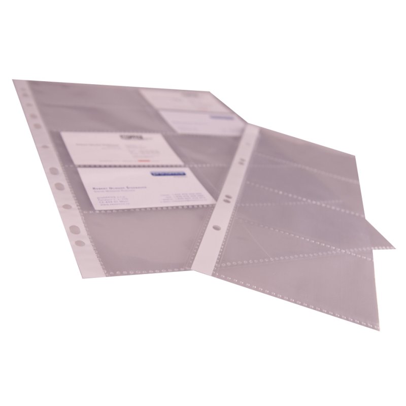 proOFFICE business card sleeves A4, transparent, 11-hole punching, 10 pieces