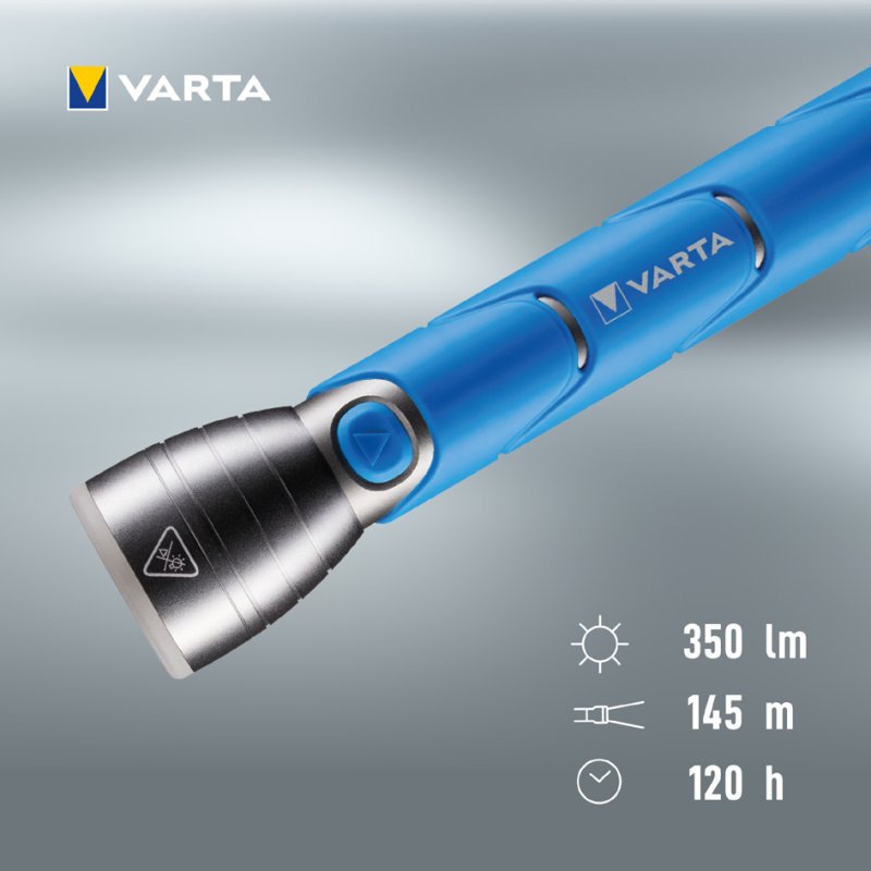 VARTA LED zaklamp Outdoor Sports F30, incl. 3 C batterijen, 310 lumen, zilver/blauw