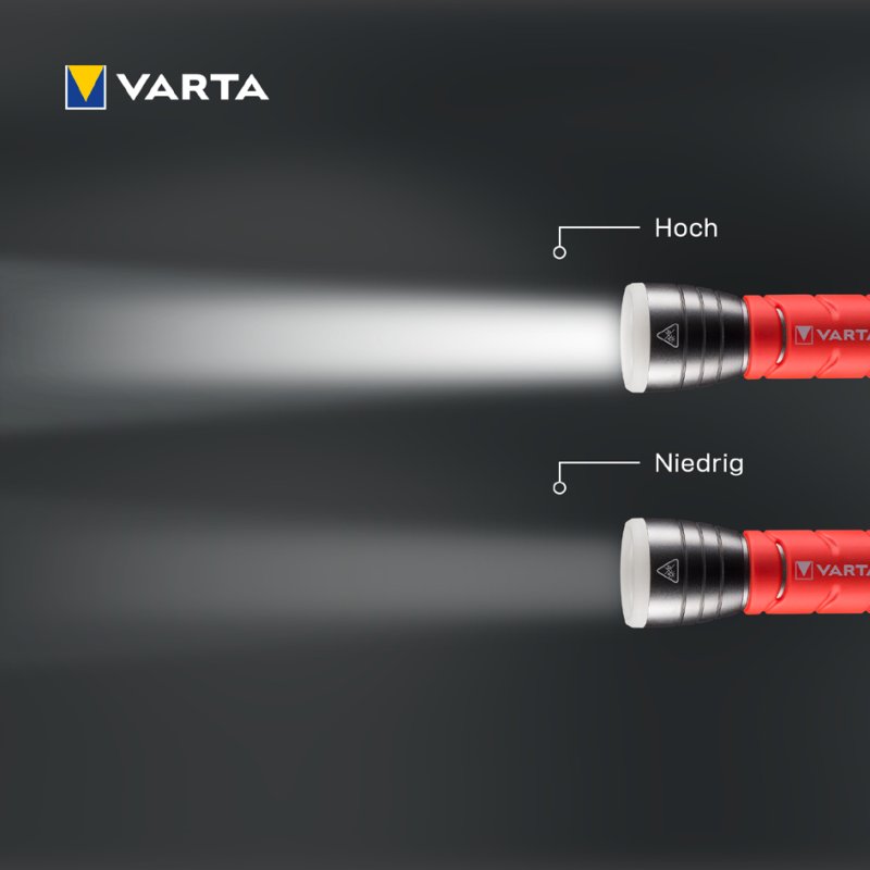 VARTA LED zaklamp Outdoor Sports F10, 235 lumen, silver/rood, 3 AAA batterijen