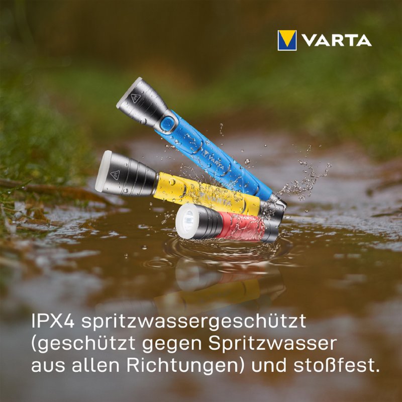 VARTA LED zaklamp Outdoor Sports F10, 235 lumen, silver/rood, 3 AAA batterijen