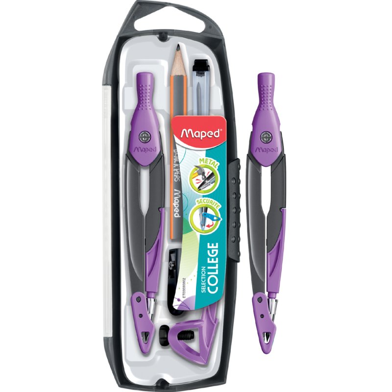 Maped jeu de compas métal, 5 pièces, coloré, 125 mm