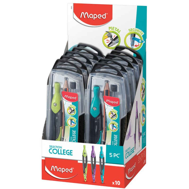 Maped passer set metaal, 5-delig, gekleurd, 125 mm