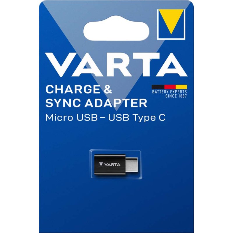 VARTA Charge & Sync adapter Micro USB naar USB-C, zwart