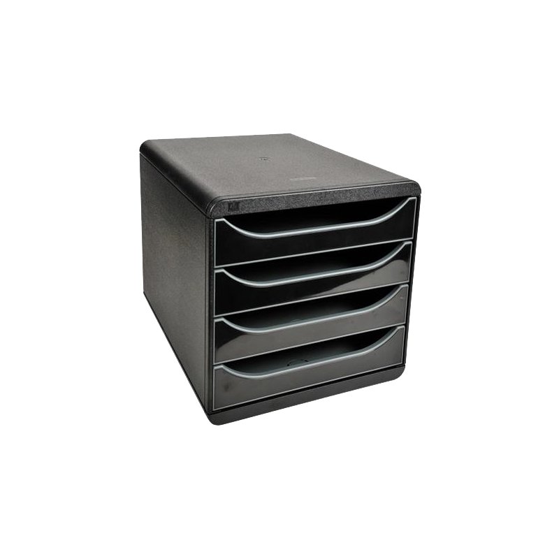 EXACOMPTA ladeblok BIG-BOX, 4 laden, hoogglans zwart, A4+