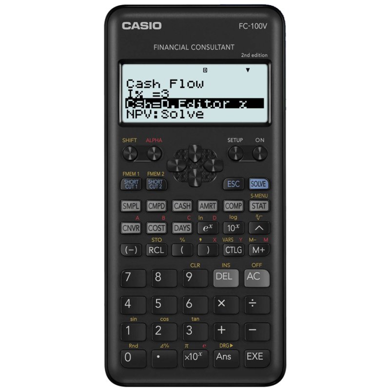 CASIO wetenschappelijke rekenmachine FC 100V, 4 lijnen display, financiële functies