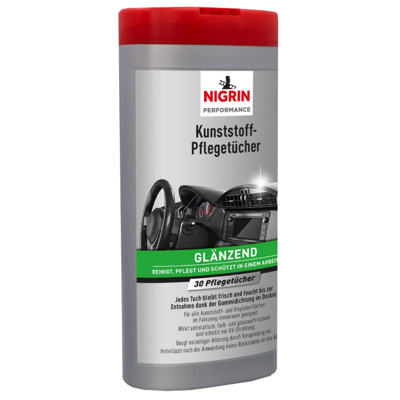 NIGRIN kunststof verzorgingsdoekjes, glanzend, dispenser, 30 stuks