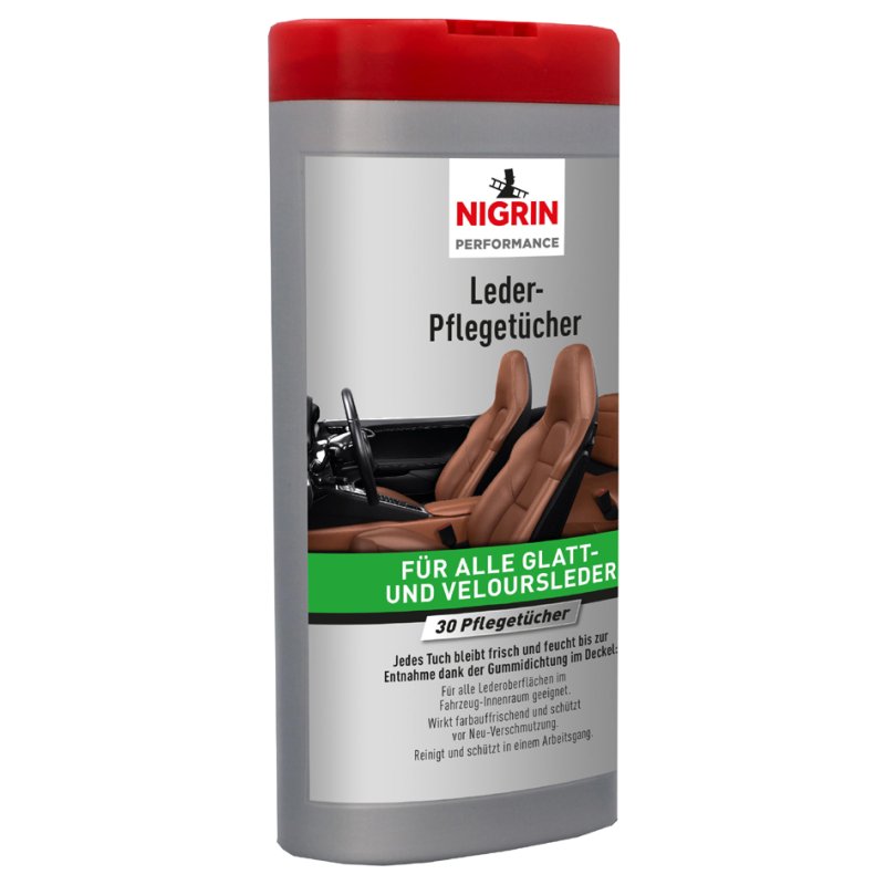 NIGRIN lederverzorgingsdoekjes, auto-interieur, kleurherstel, 30 stuks