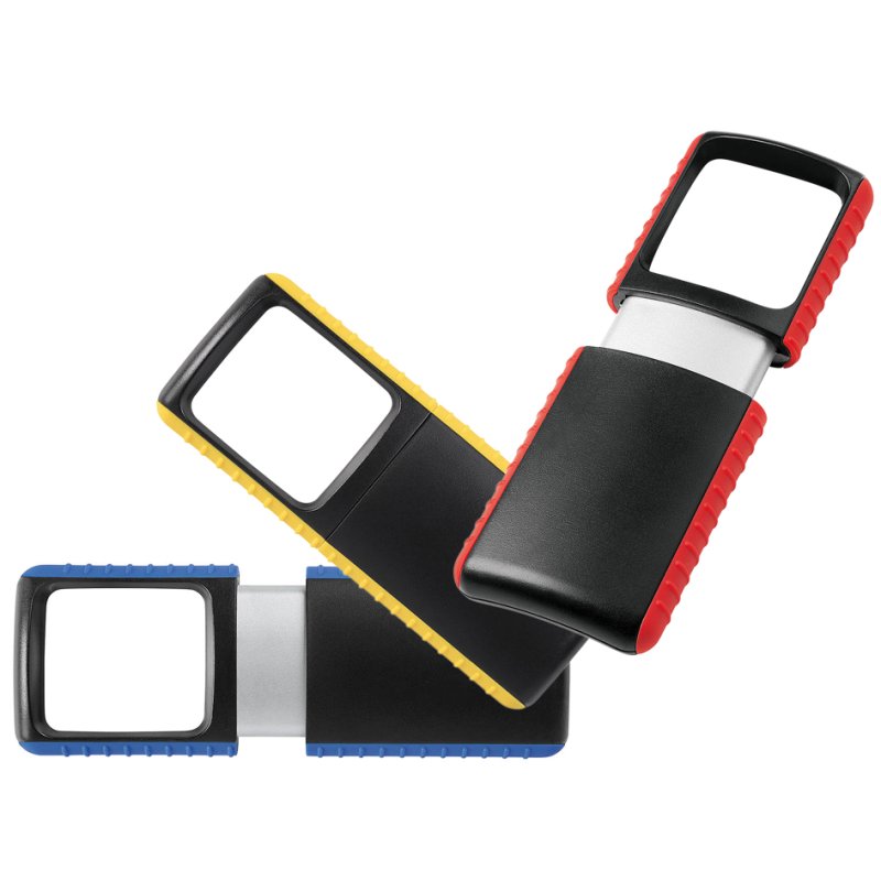 WEDO Loupe de poche rectangulaire LED, jaune, grossissement 3×