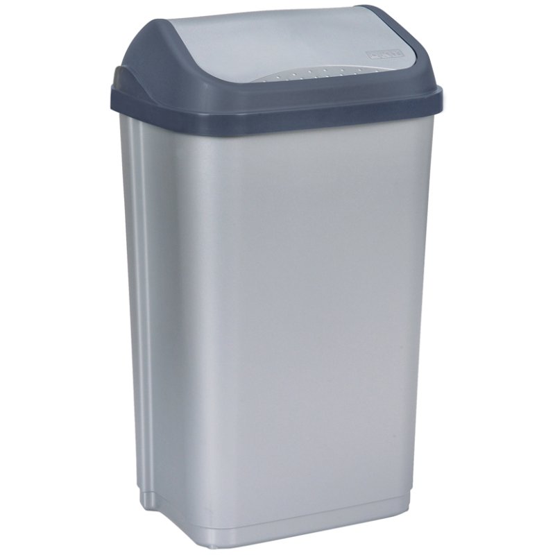 keeeper poubelle Swantje, 50 litres, gris graphite/argent, couvercle à charnière