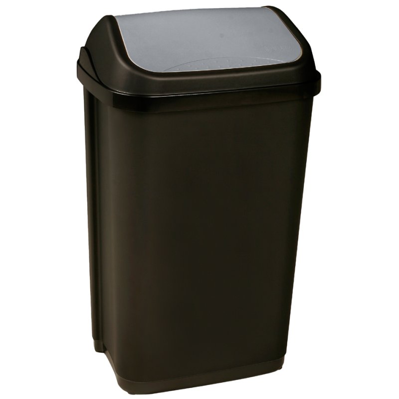 keeeper poubelle Swantje, 50 litres, gris graphite/argent, couvercle à charnière