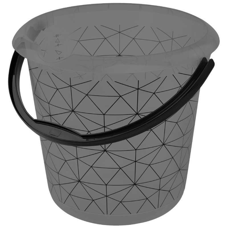 keeeper seau de nettoyage décoratif polygon, rond, crystal-grey-transparant, 10 litres