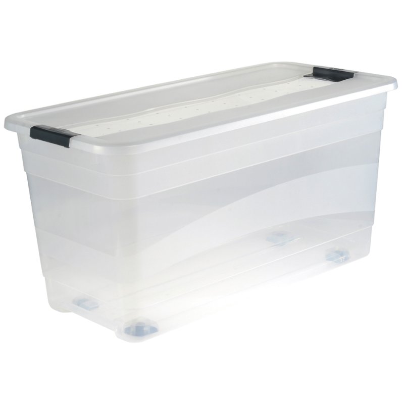 keeeper boîte de rangement Konrad, avec roulettes, 83 litres, transparent