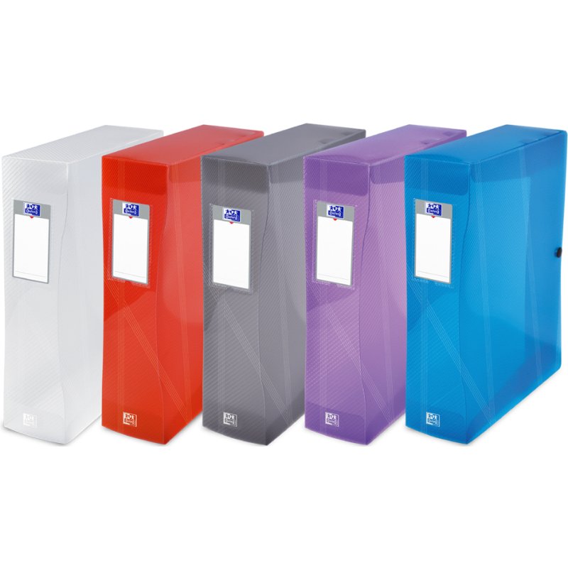 Oxford boîte de rangement A4, hauteur de remplissage 80 mm, assortiment coloré, 8 pièces