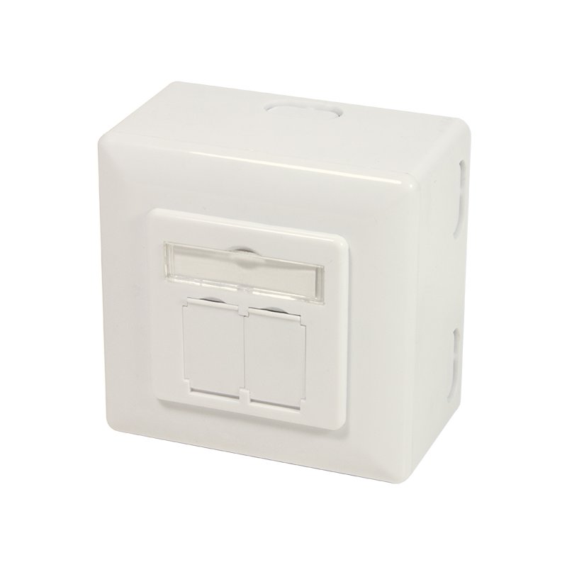 LogiLink Boîtier mural professionnel Cat. 6A, blanc pur, 2x RJ45, blindé