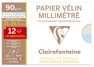 Clairefontaine millimeterpapier A4, 90 g/m², 15 vel, 1 mm raster
