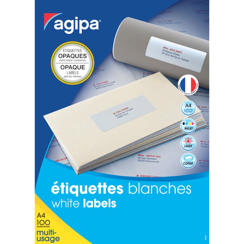 agipa ondoorzichtige verzendlabels, 199,6 × 143,5 mm, hochwit, 200 stuks