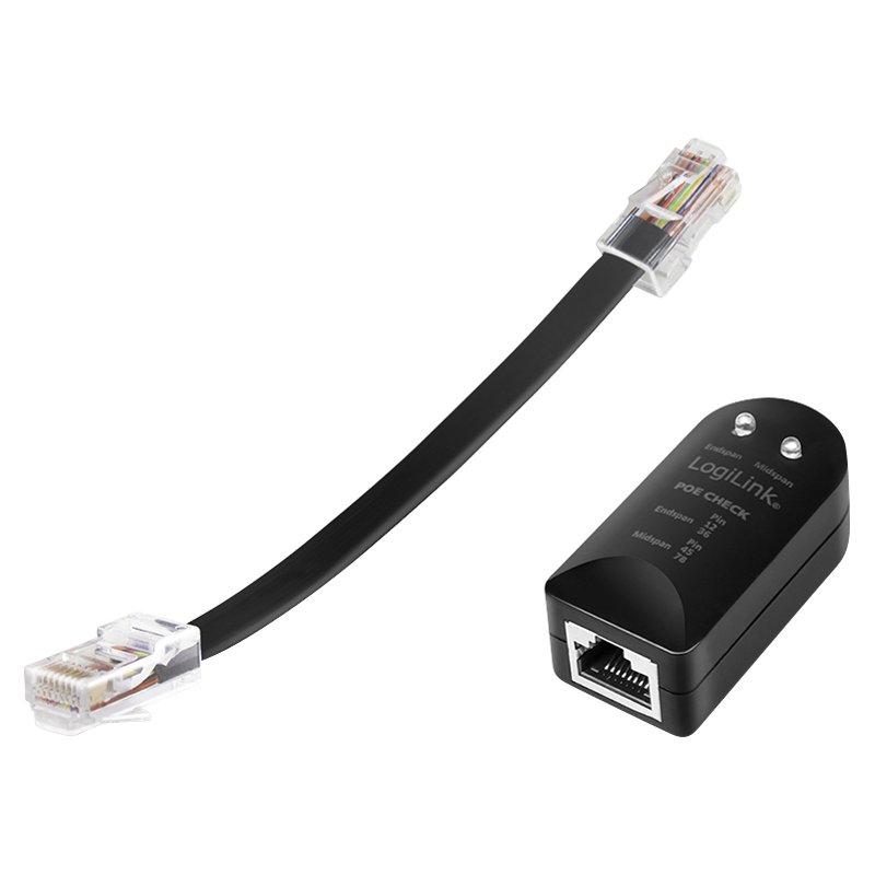 LogiLink Professional PoE detectieapparaat, RJ45 stekker & koppelstuk, zwart