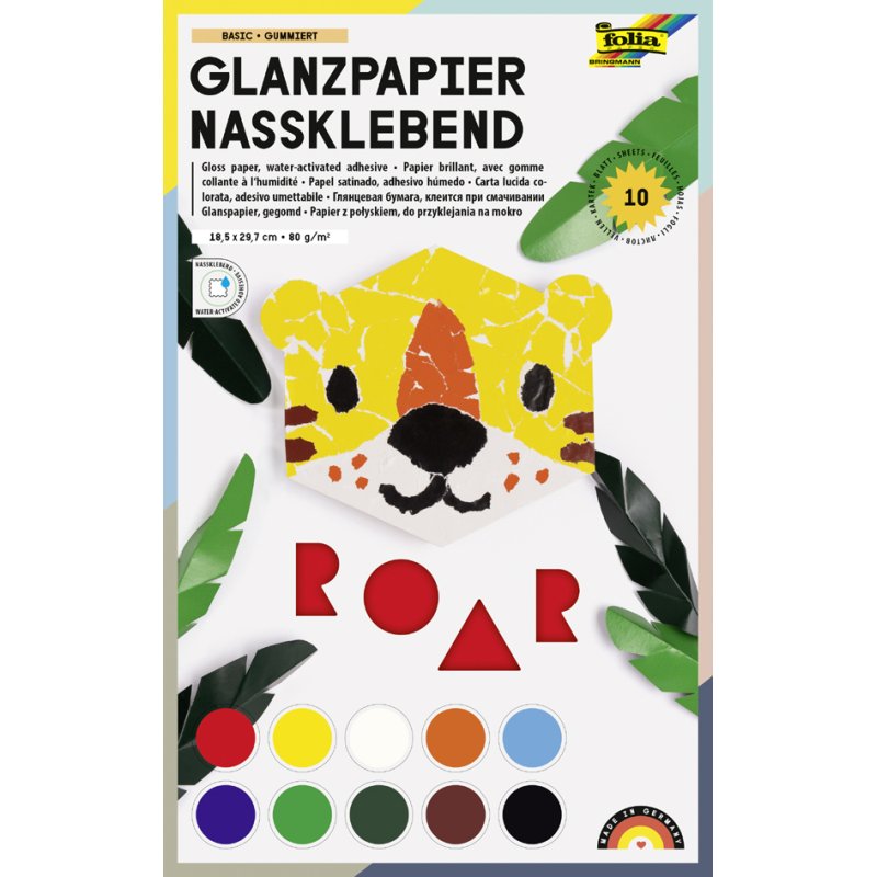 folia gekleurd papier map, 185×297 mm, 10 kleuren gesorteerd, 10 vel